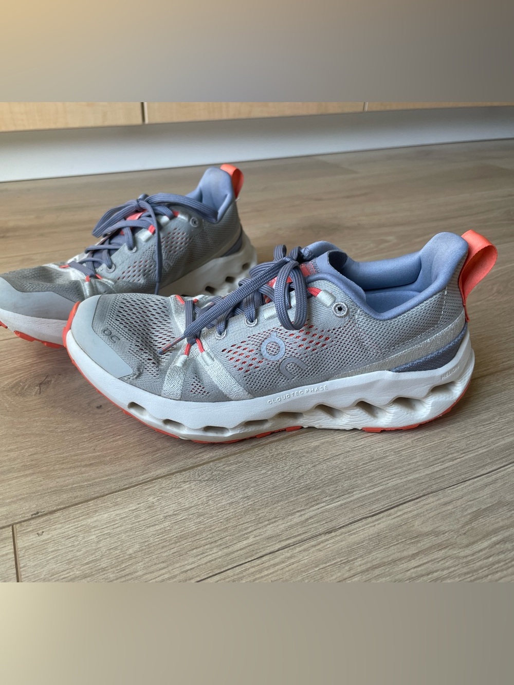On Cloudsurfer Trail Gray and Orange trail/road running shoes